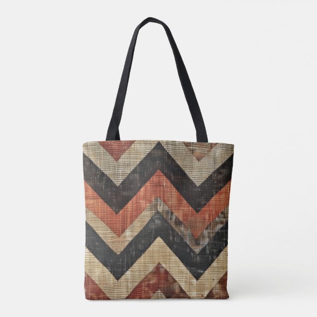 Bolso De Tela Jute Chevron (Reverso)