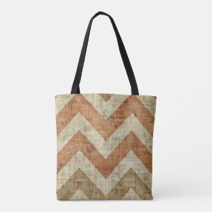 Bolso De Tela Jute Chevron Tote Bag