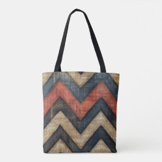 Bolso De Tela Jute Chevron Tote Bag