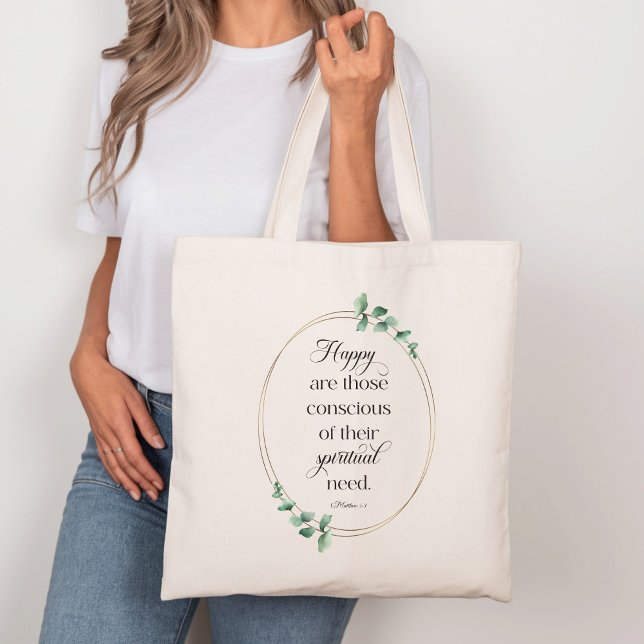 Bolso De Tela JW 2026 Year Text with Eucalyptus Matthew 5:3 (Subido por el creador)