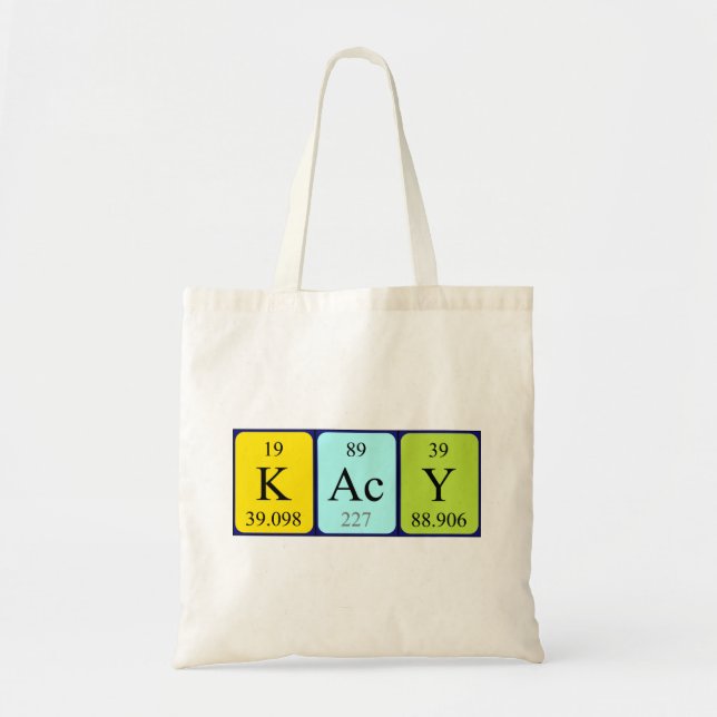 Bolso De Tela Kacy nombre de tabla periódica (Frente)