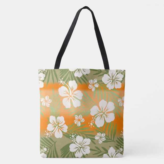 Bolso De Tela Kalani Tie Dye Blend Tropical Hibiscus - Naranja (Anverso)
