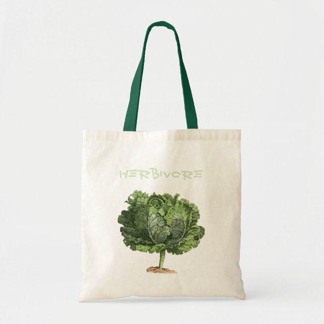 Bolso De Tela Kale Herbivore Vegan Vegetarian (Frente)