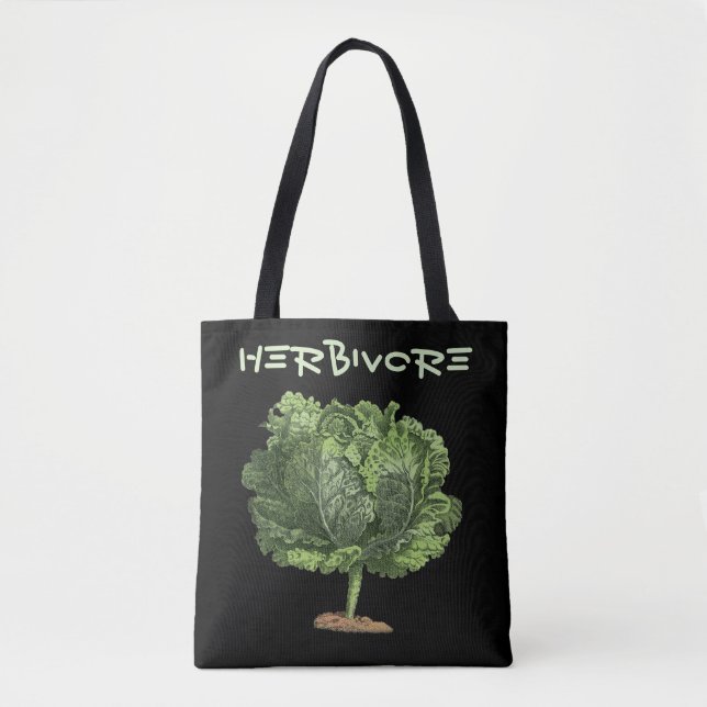 Bolso De Tela Kale Herbivore Vegan Vegetarian (Anverso)