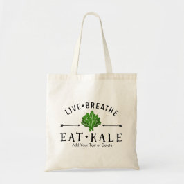 Bolso De Tela Kale Vegetarian Live Breathe Eat Kale Personalizad