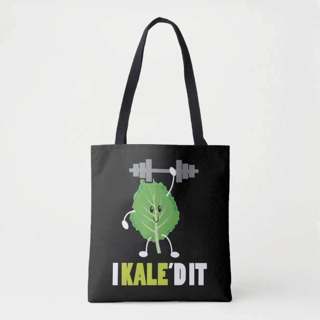 Bolso De Tela Kaled It - Fitness Vegan Vegetarian Kale Gym (Anverso)