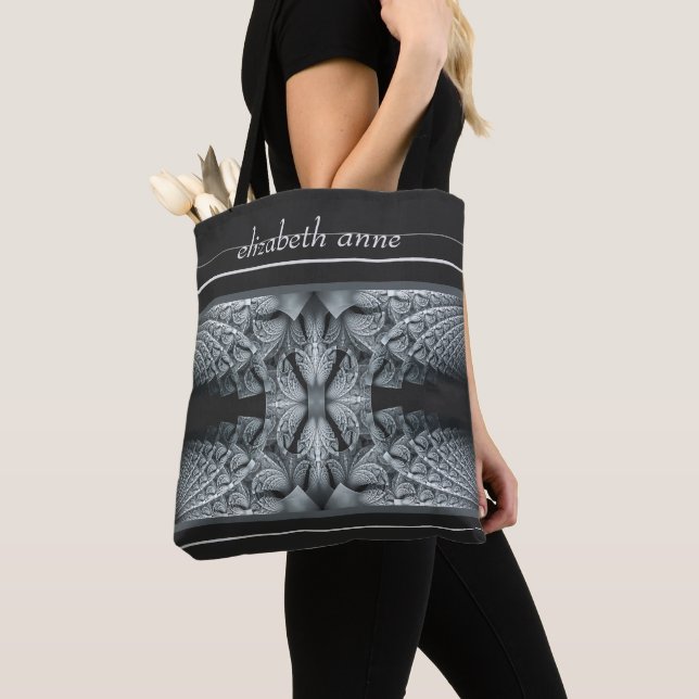 Bolso De Tela Kaleidoscope en negro y gris (Detalle)