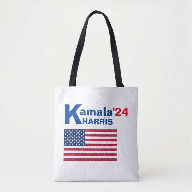 Bolso De Tela Kamala Harris con bandera estadounidense (Anverso)