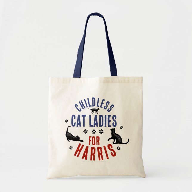 Bolso De Tela Kamala Harris Presidente 2024 Gato femenino (Frente)