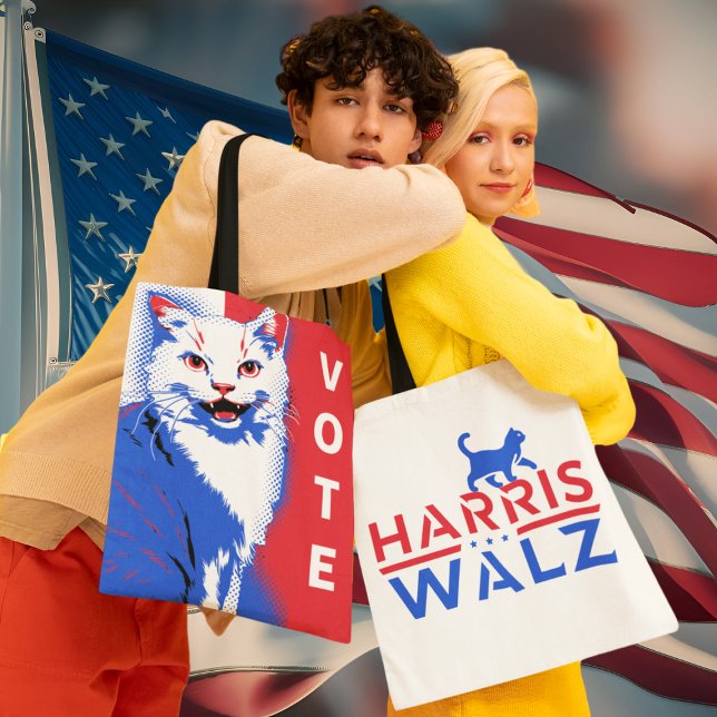 Bolso De Tela Kamala Harris Tim Walz Mujeres gatos sin hijos vot (Subido por el creador)