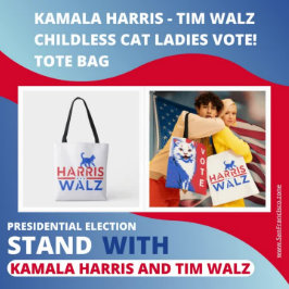 Bolso De Tela Kamala Harris Tim Walz Mujeres gatos sin hijos vot