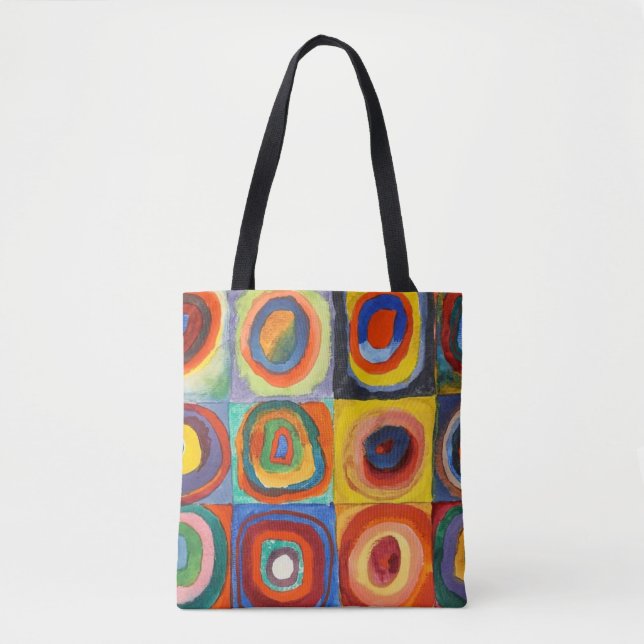 Bolso De Tela Kandinsky - Cuadrados con Círculos Concéntricos (Anverso)