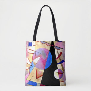 Bolso De Tela Kandinsky - Cubismo abstracto con rosa y azul