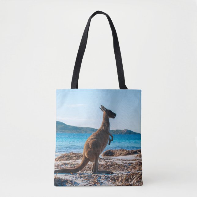 Bolso De Tela Kangaroo Australia Lucky Bay Beach Photo (Anverso)