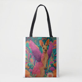 Bolso De Tela Kangourou ailé aux plumes roses