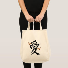 Bolso De Tela Kanji Por Amor Con Dos Mariposas