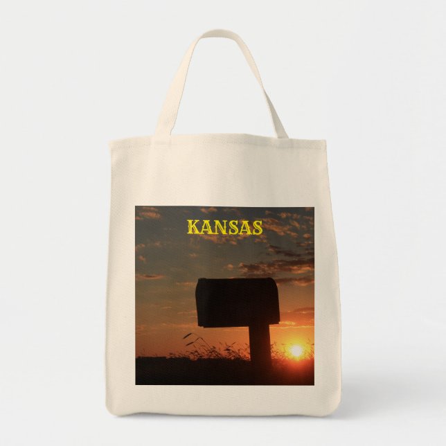 Bolso De Tela Kansas Silhouette Sunset Mail Box Tote Bag (Frente)