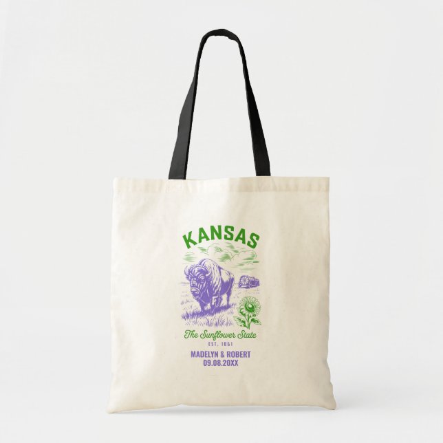 Bolso De Tela Kansas Wedding Welcome Bag, Destination Wedding (Frente)