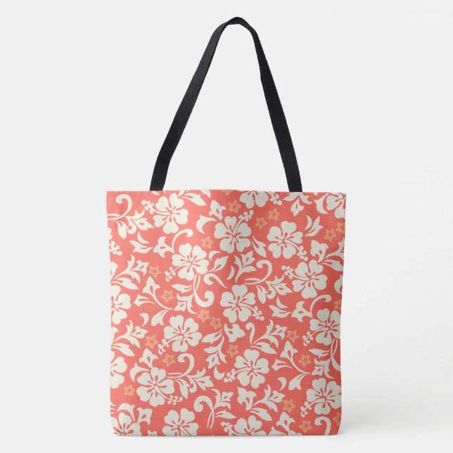 Bolso De Tela Kapalua Pareau Hawaiian Hibiscus Beach Bag (Anverso)