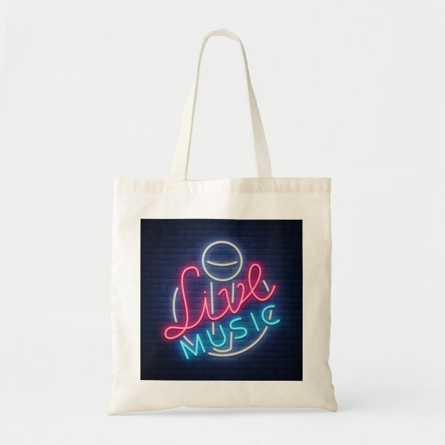 Bolso De Tela Karaoke Neon Lighting Cured Word Art Word Textos (Frente)