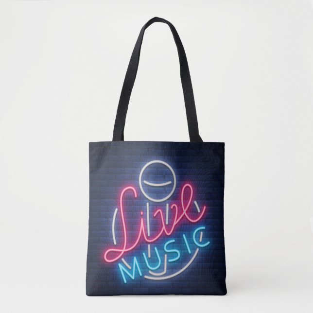 Bolso De Tela Karaoke Neon Lighting Cured Word Art Word Textos (Anverso)
