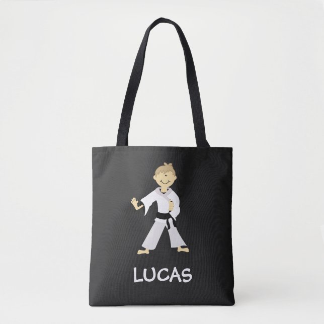 Bolso De Tela Karate Martial Arts Kempo Black Belt Boy (Anverso)