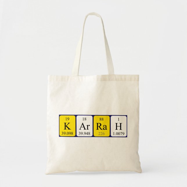 Bolso De Tela Karrah nombre de tabla periódica tote bag (Frente)