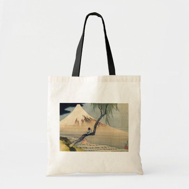 Bolso De Tela Katsushika Hokusai - Muchacho viendo el Monte Fuji (Frente)