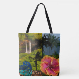 Bolso De Tela Kauai Hawaiian Collage Reversible Beach Bag