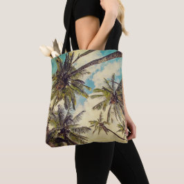 Bolso De Tela Kauai Island Palms Vintage Blue Hawaii Tote Bag