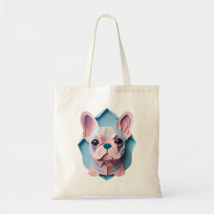 Bolso De Tela Kawaii Bulldog francés Pastel Papel Cortando Arte