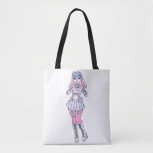 Bolso De Tela Kawaii Bunny Chica Pastel Furry Tote Bag