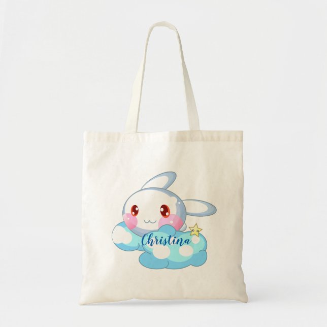 Bolso De Tela Kawaii Bunny, Personalizado de Cloud & Star (Frente)
