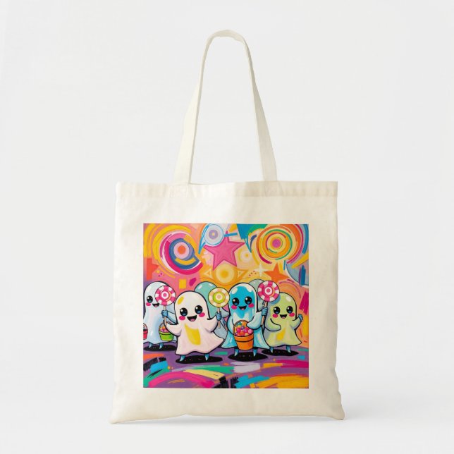 Bolso De Tela Kawaii Candy Parade Colorido Personalizado (Frente)