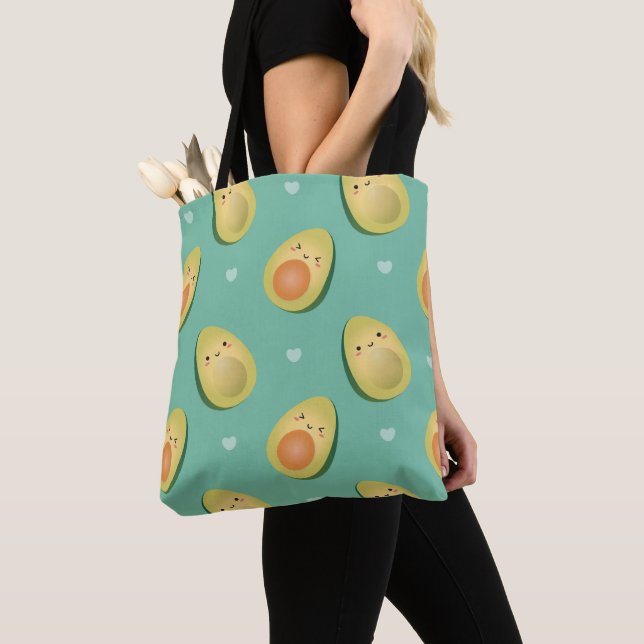 Bolso De Tela Kawaii Cute Aguacates Patrón Avocuddle (Detalle)