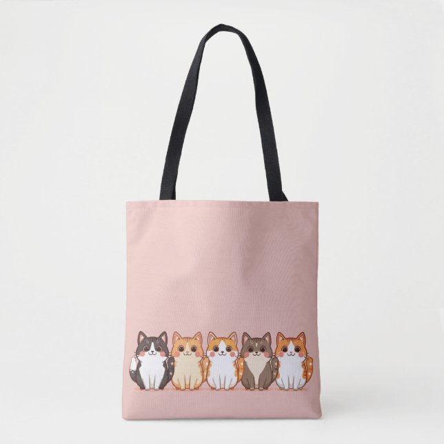 Bolso De Tela Kawaii Cutie Kitty Crew Girly Peach Pink Cat Mom  (Anverso)