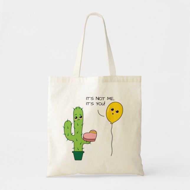 Bolso De Tela Kawaii Funny Brokenhearted Personalizado Cactus (Frente)