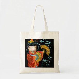 Bolso De Tela Kawaii japonés muñeca kokeshi Kimono Geisha Butter