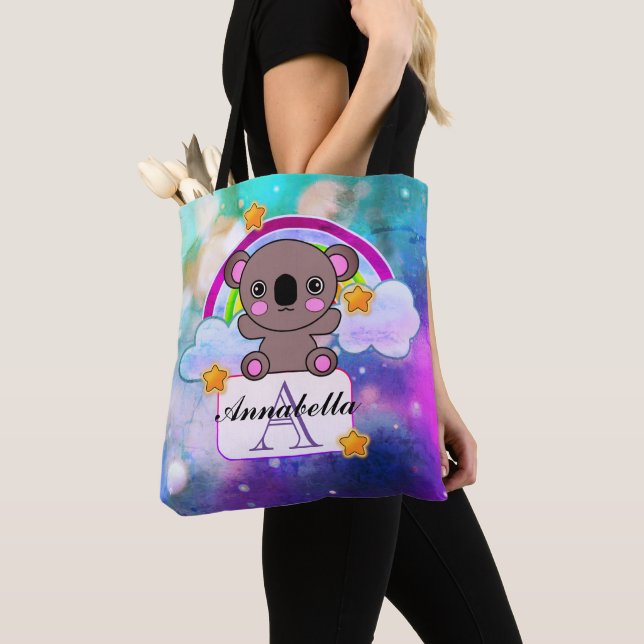 Bolso De Tela Kawaii Koala con estrellas del arcoiris (Detalle)