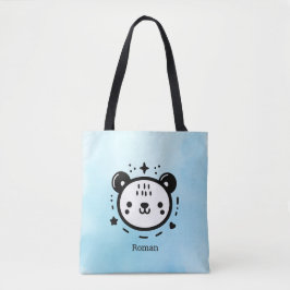 Bolso De Tela Kawaii lindo rostro de oso - Línea de arte Minimal