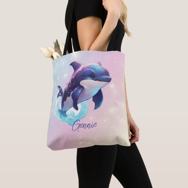 Bolso De Tela Kawaii Orca Asesina Ballena Personalizada Azul y R (Detalle)