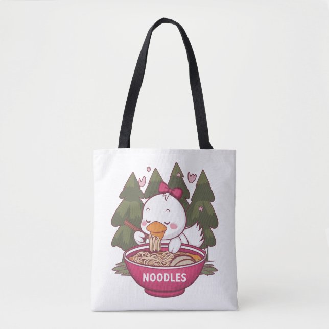 Bolso De Tela Kawaii pato comiendo ramen (Anverso)