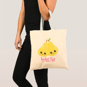 Bolso De Tela Kawaii Pear Pareja Perfecta Pareja Funny Pun