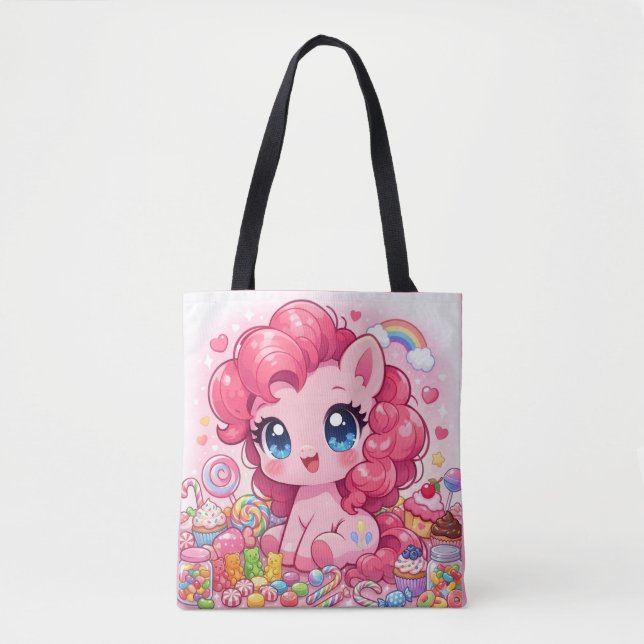 Bolso De Tela Kawaii Pink Pony Chibi Art Tote (Anverso)