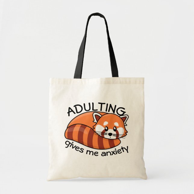Bolso De Tela Kawaii Red Panda: El adulto me da ansiedad (Frente)