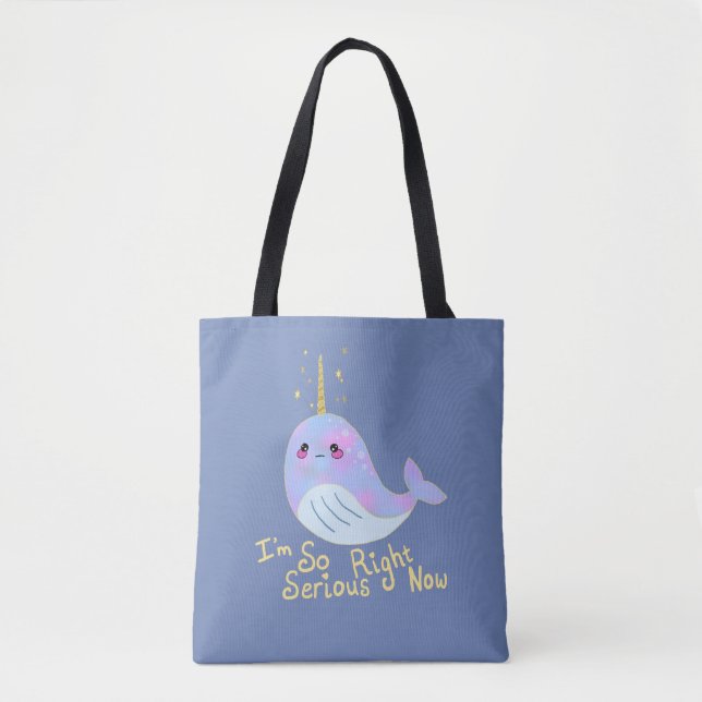 Bolso De Tela Kawaii Serious Narwhal (Anverso)