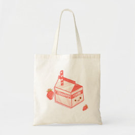 Bolso De Tela Kawaii Strawberry Milk Carton - Cute Aesthetic Art