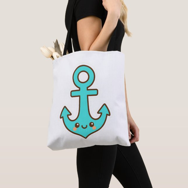 Bolso De Tela Kawaii Turquoise Anchor - Fantástico y Alegre (Detalle)