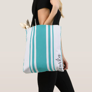Bolso De Tela Kawika Minimalista Monograma de Rayas