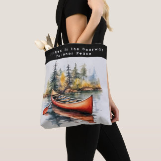 Bolso De Tela Kayak de Acuarela en el Lago